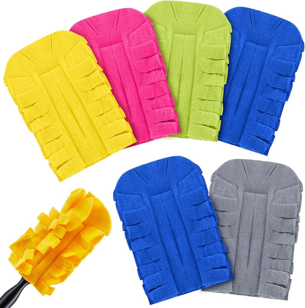 Zubebe 6 Pcs Duster Refill Fleece, Reusable Duster Pads for Cleaning Ceiling Fan Hardwoods Window Kitchen