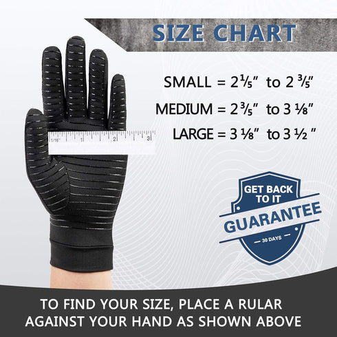2 Pairs Copper Compression Gloves for Women Men, Full Finger Breathable Arthritis Compression Gloves