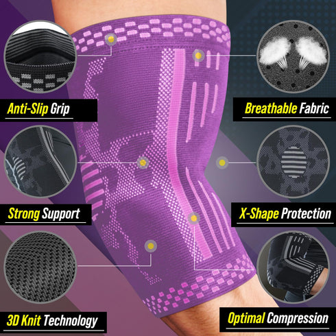BLITZU 2 Pack Elbow Brace Support, Compression Sleeve for Golfer's and Tennis Elbow Pain Relief