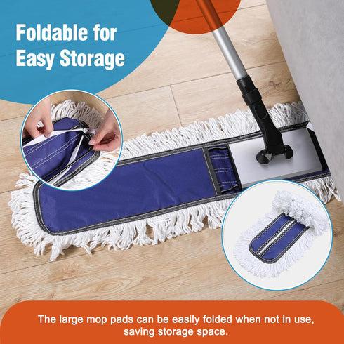 Microfiber Mop Pads, 2 Pieces Just Fit CLEANHOME 36" Industrial Dust Mop, Blue