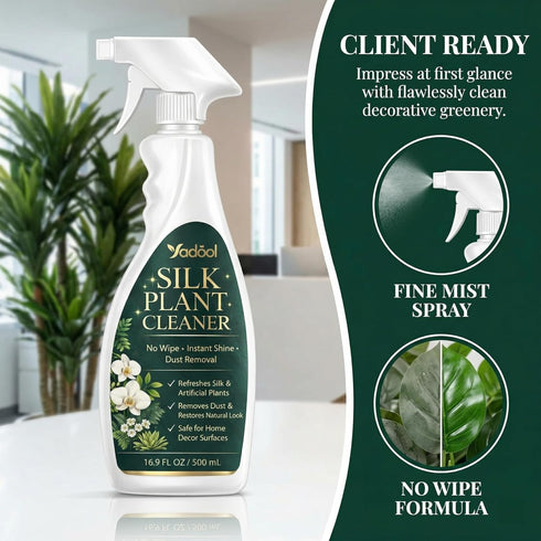 Silk Plant Cleaner Spray No Wipe, Faux Plant Cleaner Cleaner, Removes Dust & Restores Fresh Natural Look, Easy Spray