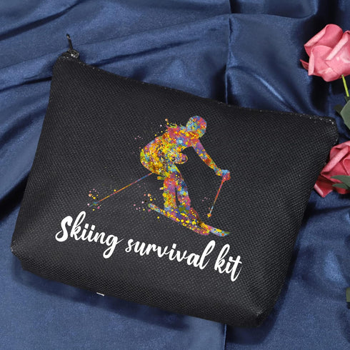 POFULL Skiing Bag, Skiing Team Gifts Survival Kit for Ski Lover, Cosmetic Bag