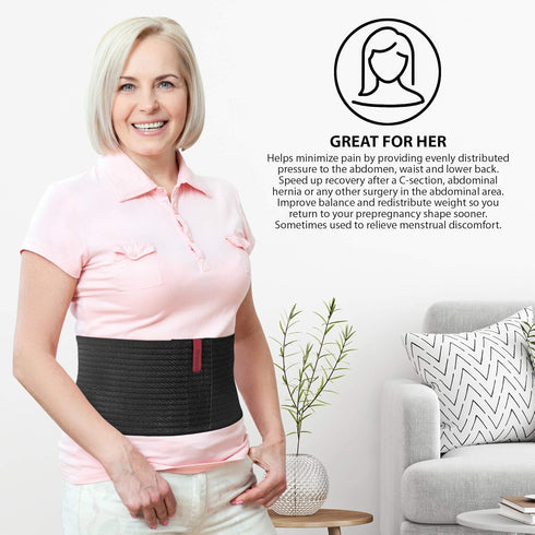 ORTONYX 6.25" Abdominal Binder for Men and Women, Postpartum Support Belt for Navel Umbilical Hernia, 524006 Black 3XL