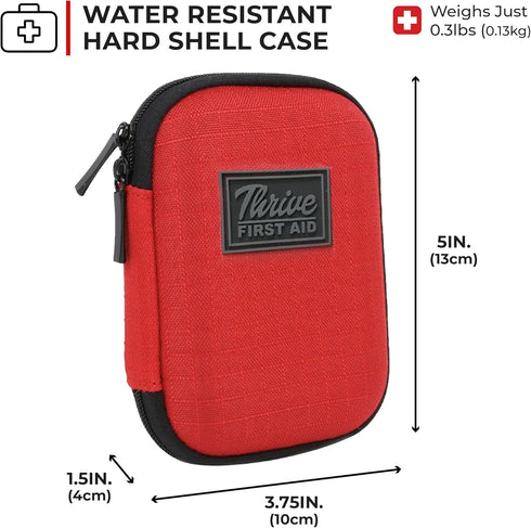 Thrive Travel Essentials Mini First Aid Kit - 66 FSA HSA Approved Products includes Multi-Sized Bandage, Wipes, Safety Pins, and More (Shell)