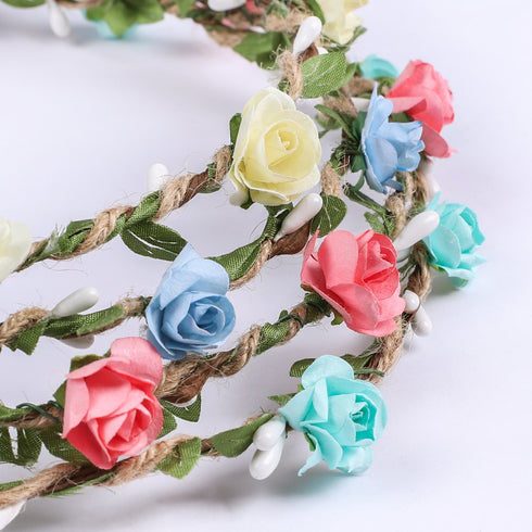 Whaline 4 Pcs Bohemian Style Floral Wreath Headbands - Flower Crown Headdress for Wedding Bride Party Festivals (4