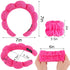 Spa Headband & Wristband Set for Washing Face - Soft Terry Cloth Bubble Hairband for Women, Hot Pink