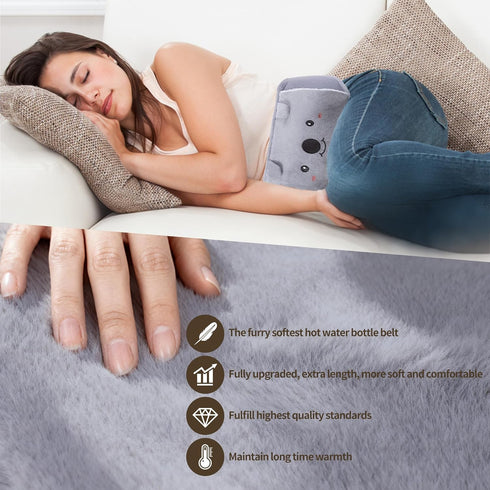 Toxin 2L 130cm Hot Water Bag, Hot Water Bottle wtih Cover, Rubber Warm Hot Water Bottles Pouch with Long Soft Waist