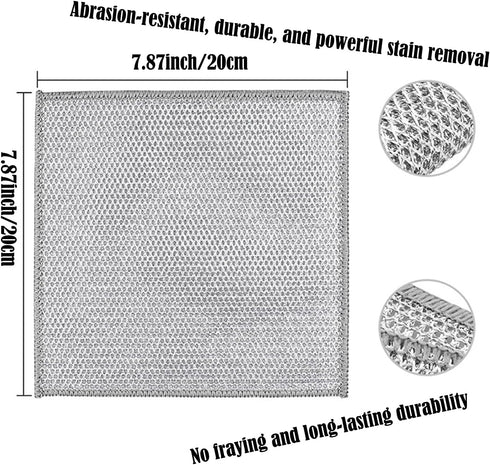Mobacfy 20) Generic Non-Scratch Silver Mesh Dish Cloths - Reusable Diamond Weave Scrubber Cloths for Kitchen, Fast