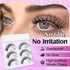 wiwoseo False Eyelashes - Self-Adhesive Natural Wispy Fluffy 16MM Faux Mink Lashes, Reusable