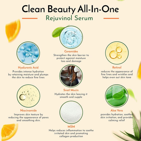 Snail Mucin Serum Vitamin C Face Serum, Anti-Aging with Hyaluronic Acid and Niacinamide for Glowing Skin