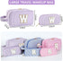 2pcs Personalized Initial Makeup Bag A-Z, Monogram Travel Toiletry Bag for Women & Teen Girls, Purple, E