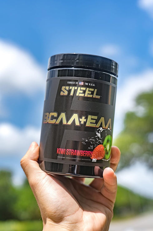 Steel Supplements High Performance BCAA EAA Powder, Promotes Lean Muscle Growth, 30 Servings, Kiwi Strawberry