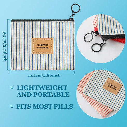 Minatee 2 Packet, 4.7 3.6 Inch Pcs Birth Control Pill x Canvas Wallet Pill Holder Sleeve Pouch with Zipper for Card