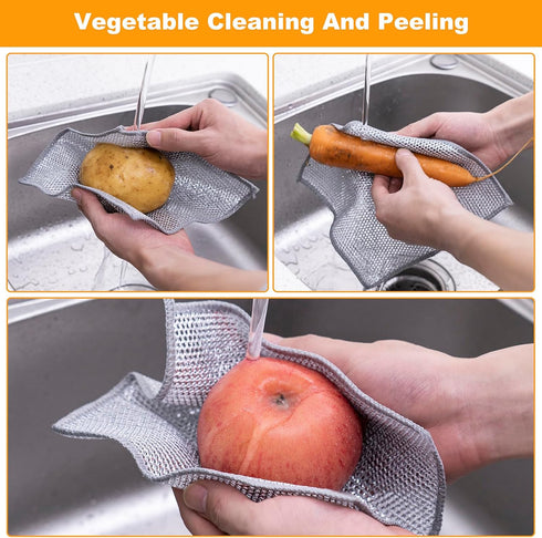 Non Scratch Wire Dishcloth: Multipurpose Dishwashing Rag for Wet and Dry, Reusable Steel Wool Scrubber