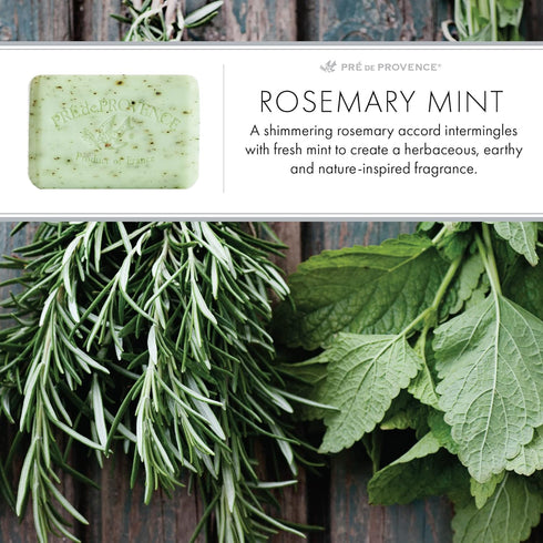 Pre de Provence Artisanal Soap Bar, 8.8 Ounce, Enriched with Organic Shea Butter, Natural French Skincare, Rosemary Mint