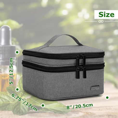 LUXJA Essential Oil Carrying Case - Holds 30 Bottles (5ml-30ml), Double-Layer Organizer, Gray