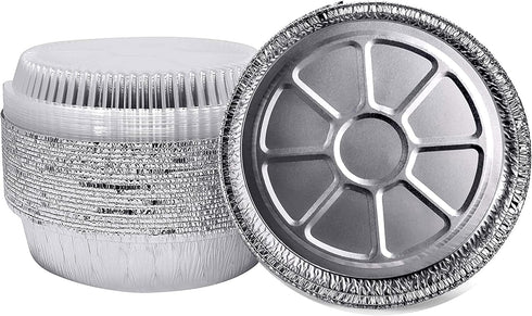 Disposable Aluminum Foil Pans with Clear Plastic Dome Lids - Heavy Duty Recyclable Containers for Baking, Roasting,