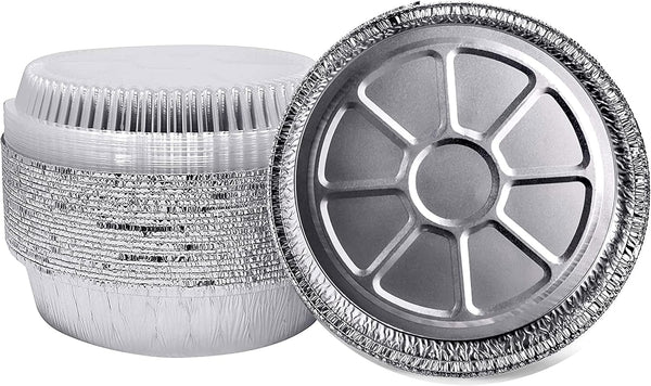 Disposable Aluminum Foil Pans with Clear Plastic Dome Lids - Heavy Duty Recyclable Containers for Baking, Roasting,