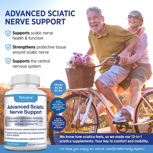 Advanced Sciatic Nerve Support Relief: Alpha Lipoic Acid Vitamin, 120 Capsules, Made in USA