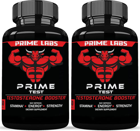 Prime Labs Men's Testosterone Booster, 2 Pack, Stamina, Endurance, & Strength Booster, 120 Caplets
