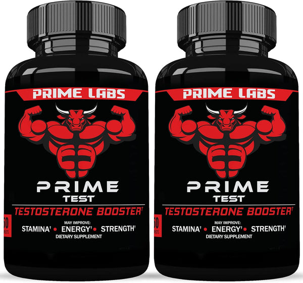 Prime Labs Men's Testosterone Booster, 2 Pack, Stamina, Endurance, & Strength Booster, 120 Caplets