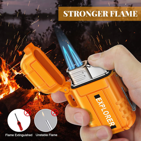 Torch Lighter, Double Jet Flame, Waterproof and Windproof Butane Gas Lighter for Survival, Camping, Hiking, Grill