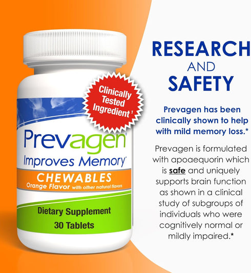 Prevagen Improves Memory - Regular Strength 10mg, 30 Chewables with Apoaequorin & Vitamin D