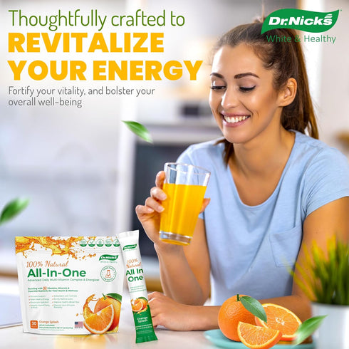 Dr. Nick's All-in-One Multivitamin Drink Mix Packets, Dentist Formulated for Everyday Vitality