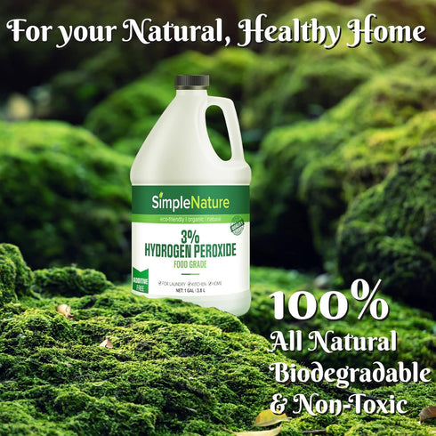 SimpleNature 3% 1 Commercial, Food Grade Hydrogen Peroxide Solution - Gallon - Natural Multipurpose Cleaner - Made