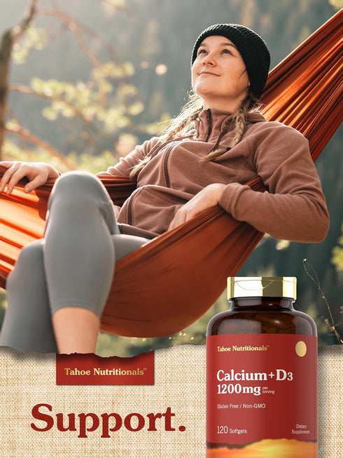 Carlyle Calcium 1200 mg with Vitamin D3, 120 Softgels, Non-GMO, Gluten Free Supplement, Tahoe Nutritionals