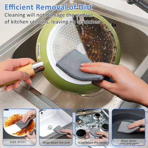 Penhderm 316L (8CM*10CM) Stainless Steel Cast Iron Scrubber Cleaner,Chain Mail Scrubber with Silicone Insert,for Cast