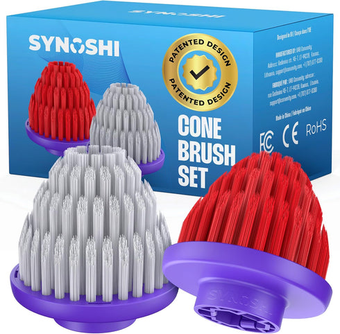 Synoshi PRO Cone Brush Heads Set (2 Units) for Electric Spin Scrubber