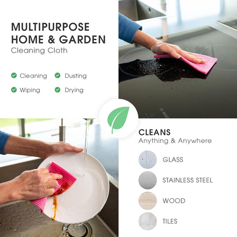 Premium Swedish Dishcloths for Kitchen (10 x Watermelon), Eco-Friendly, Reusable, Absorbent, Cellulose & Cotton