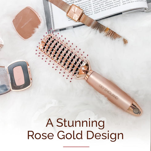 Lily England Vented Hair Brush for Blow Drying, Easy Detangling Hairbrush for Women, Rose Gold