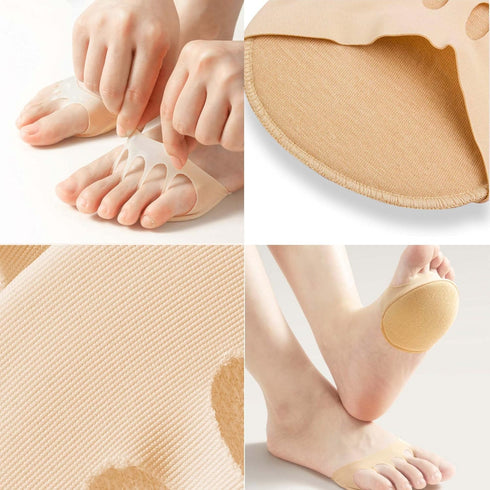 Metatarsa Foot Pads, Reusable Soft Ball of Foot Cushions for Women, Pain Relief Honeycomb Fabric (2 Pairs Beige / 1