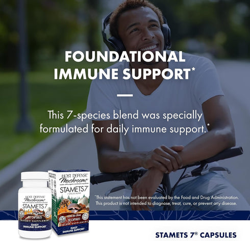 Host Defense Stamets 7-7 Species Blend - 30 Capsules Mushroom Supplement for Immune Support