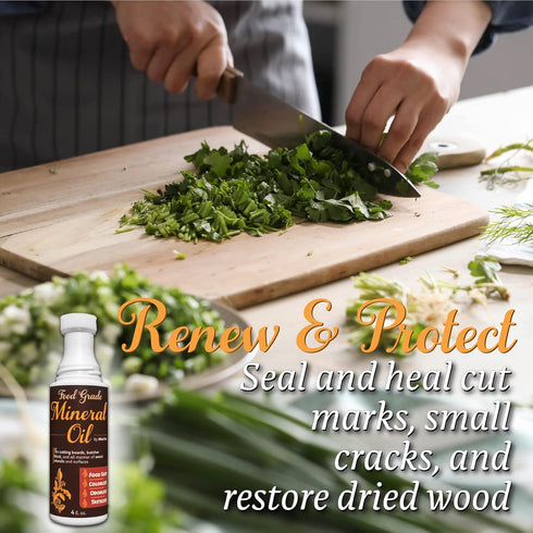 Easy-Applicator Mineral Oil: 4oz Food Grade Oil for Cutting Boards and Wood Care, Ultrapure with Foam Applicator