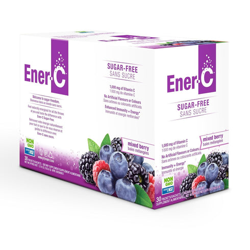 Ener-C Sugar Free Mixed Berry Multivitamin Drink Mix - 30 Pack, 1000mg Vitamin C, Natural Immunity Support