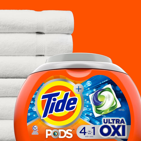Tide PODS Liquid Laundry Detergent Soap Pacs, 4-n-1 Ultra Oxi, HE Compatible, 57 Count