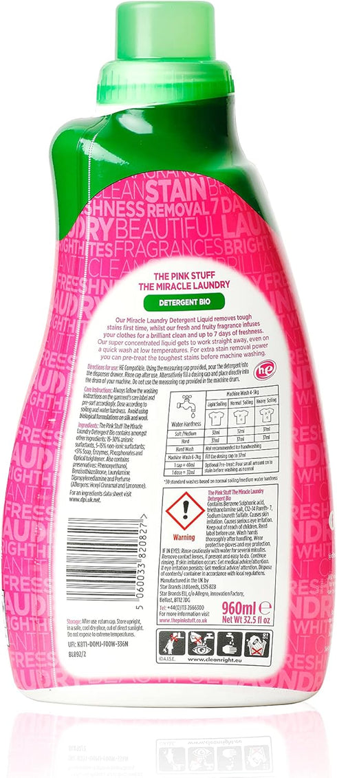 Stardrops The Pink Stuff Miracle Laundry Detergent Bio Liquid - 32oz Pack of 2