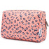 Narwey Cute Cheetah Makeup Bag, Travel Cosmetic Bag Organizer with Compartments for Women Girls, Large, Leopard