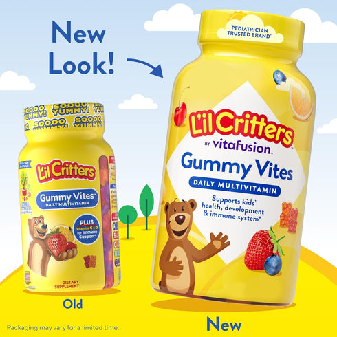 Gummy 2+ Gummy 95-190 190 Gummies L'il Critters Vites Daily Kids Multivitamins Assorted Fruit Flavors for Ages Toddlers