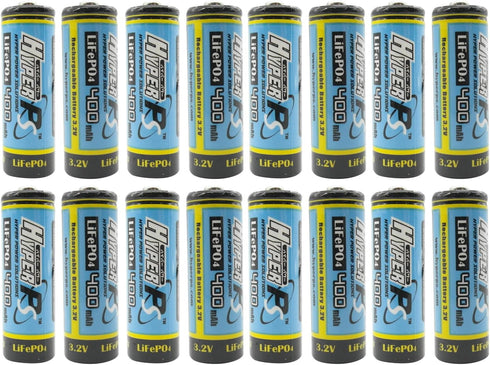 HyperPS (16-Pack) 3.2V LiFePo4 14430 (14 x 43mm) 400mAh Rechargeable Battery for Solar