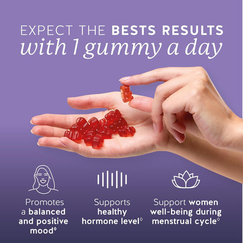 Gummies B6 30 Gummies PMS Support Supplement for Women. Menstrual Relief to Target Hormonal Breakouts, Bloating, Period