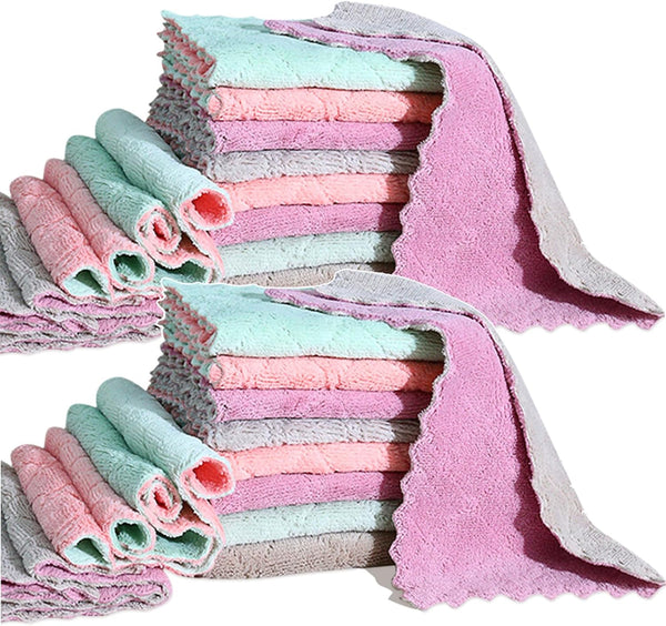 24 Pack Cleaning Cloth Kitchen Cloth, Super Absorbent Coral Velvet Dishtowels, Microfiber Quick Dry Rags
