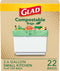 Glad Kitchen Compost Bags, 100% Compostable, 2.6 Gallon Unscented - 22 Count