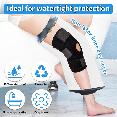 Large Knee Cast Cover for Shower, KT1180-L Waterproof Cover for Knee Surgery, ACL Surgery, Wound, Burns