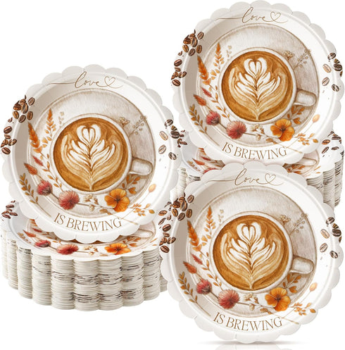 Havawish 100 Pcs Love Is Brewing Coffee Bridal Shower Party Plates Decoration Coffee