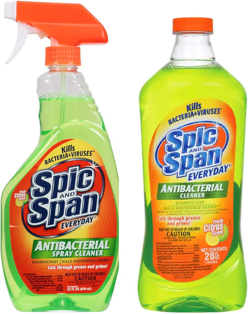 Spic And Span Antibacterial Cleaner Bundle - 22oz Spray with 28 oz Refill Pack -