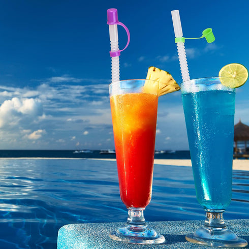 Bendable Straws with Covers Cap - 11 inch Long Flexible Straws, Bendy Drinking Straws Reusable with Covers Cap,